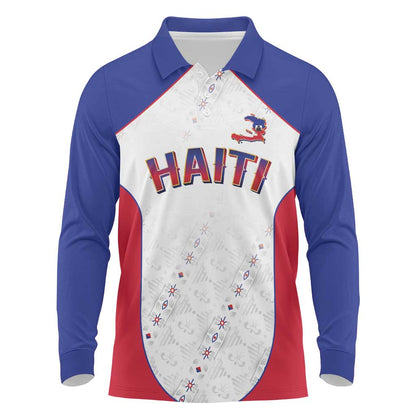 World Football 2026 Afro-Haiti Custom Long Sleeve Polo Shirt Together For Ayiti White Style - African Pride