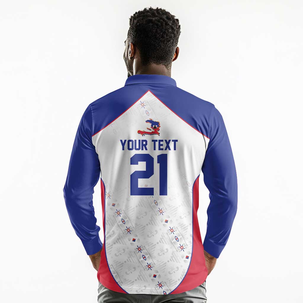 World Football 2026 Afro-Haiti Custom Long Sleeve Polo Shirt Together For Ayiti White Style - African Pride