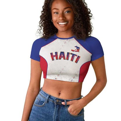 World Football 2026 Afro-Haiti Custom Raglan Cropped T shirt Together For Ayiti White Style - African Pride