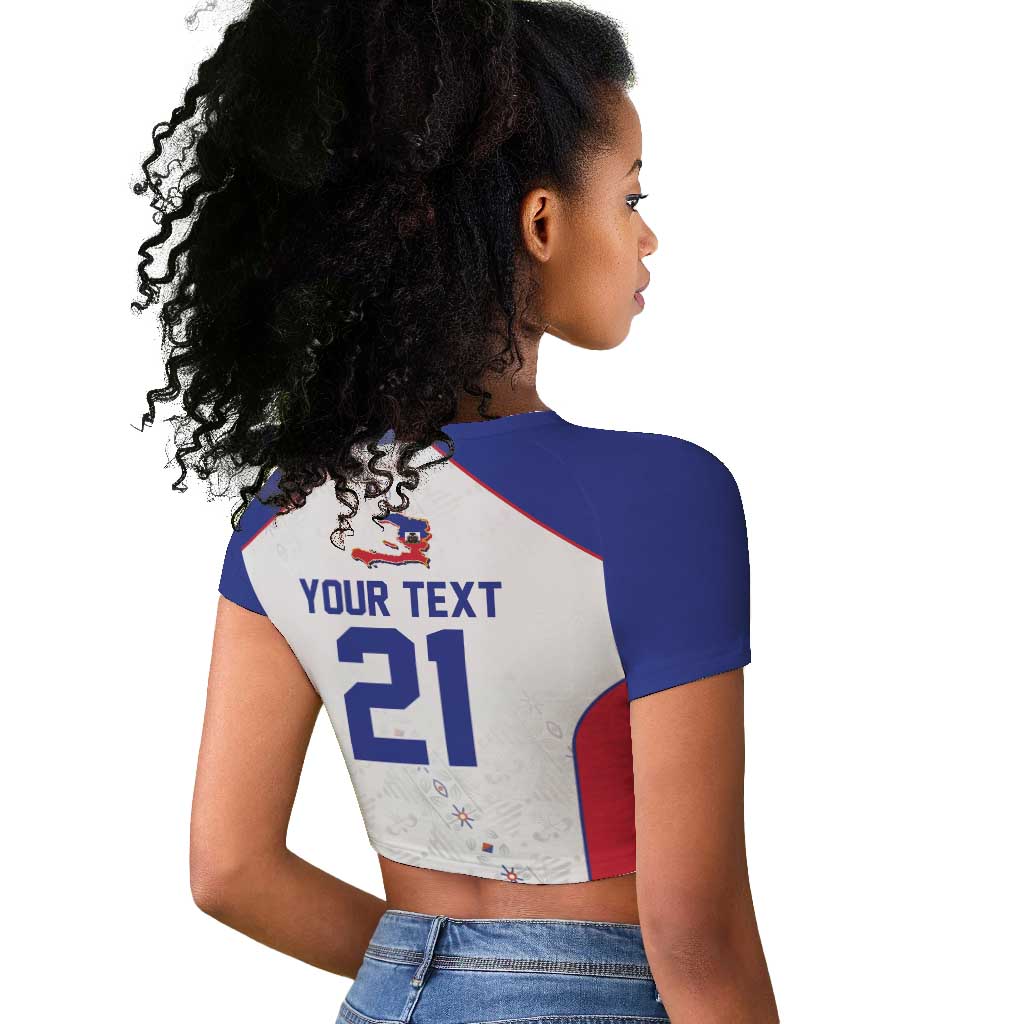 World Football 2026 Afro-Haiti Custom Raglan Cropped T shirt Together For Ayiti White Style - African Pride