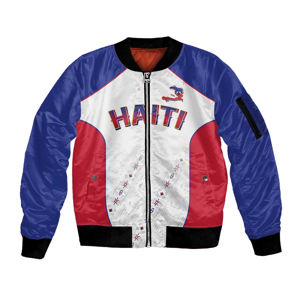 World Football 2026 Afro-Haiti Custom Sleeve Zip Bomber Jacket Together For Ayiti White Style - African Pride