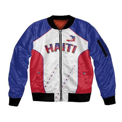 World Football 2026 Afro-Haiti Custom Sleeve Zip Bomber Jacket Together For Ayiti White Style - African Pride