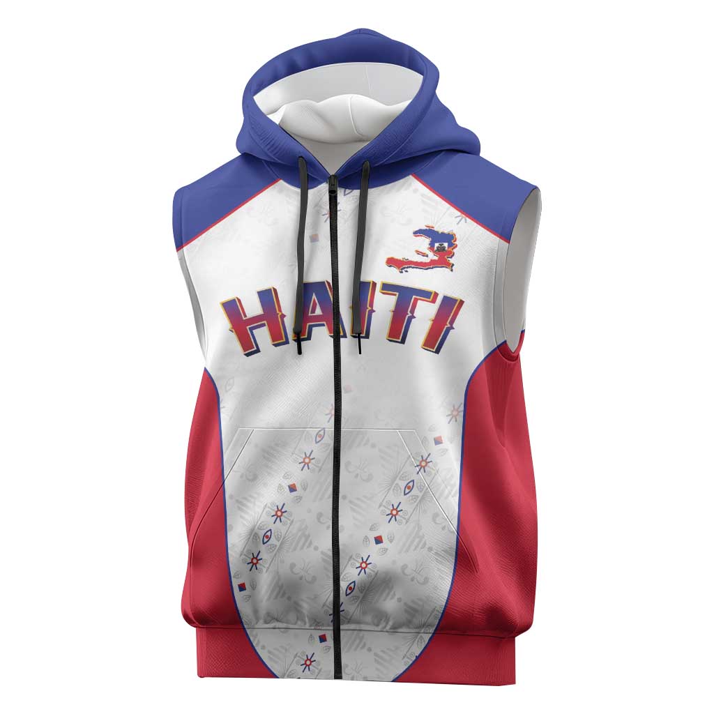 World Football 2026 Afro-Haiti Custom Sleeveless Zip Hoodie Together For Ayiti White Style - African Pride