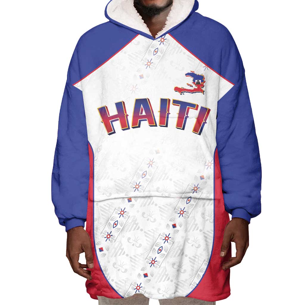 World Football 2026 Afro-Haiti Custom Wearable Blanket Hoodie Together For Ayiti White Style - African Pride
