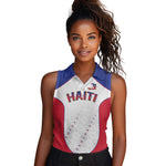 World Football 2026 Afro-Haiti Custom Women Sleeveless Polo Shirt Together For Ayiti White Style - African Pride