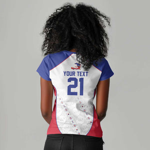 World Football 2026 Afro-Haiti Custom Women V-Neck T-Shirt Together For Ayiti White Style - African Pride