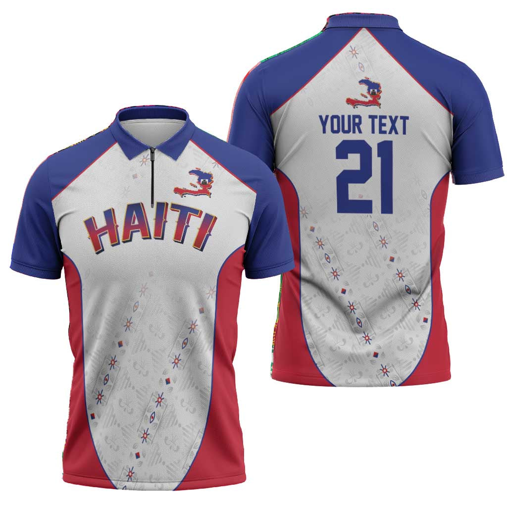 World Football 2026 Afro-Haiti Custom Zipper Polo Shirt Together For Ayiti White Style - African Pride