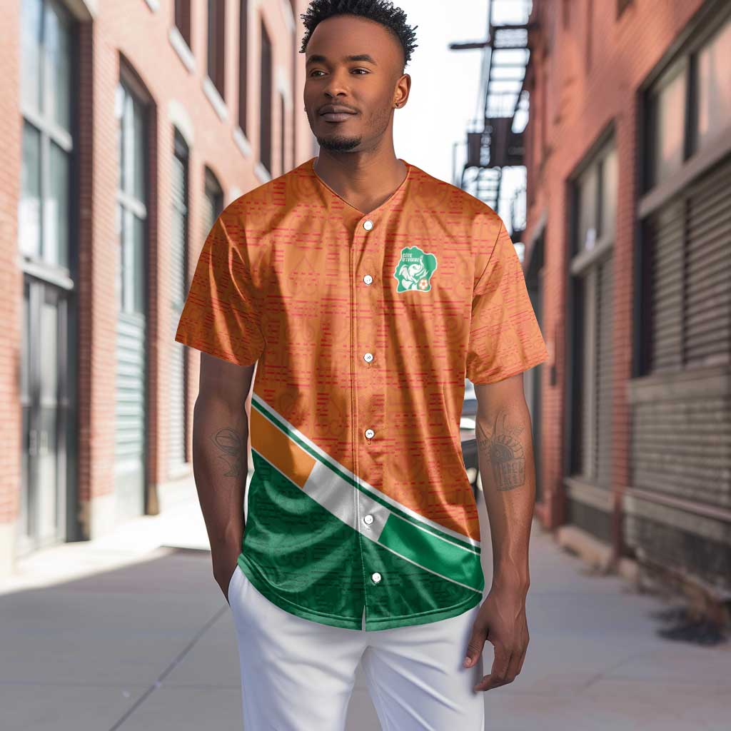 World Football 2026 Ivory Coast Custom Baseball Jersey African Adinkra Pattern - African Pride