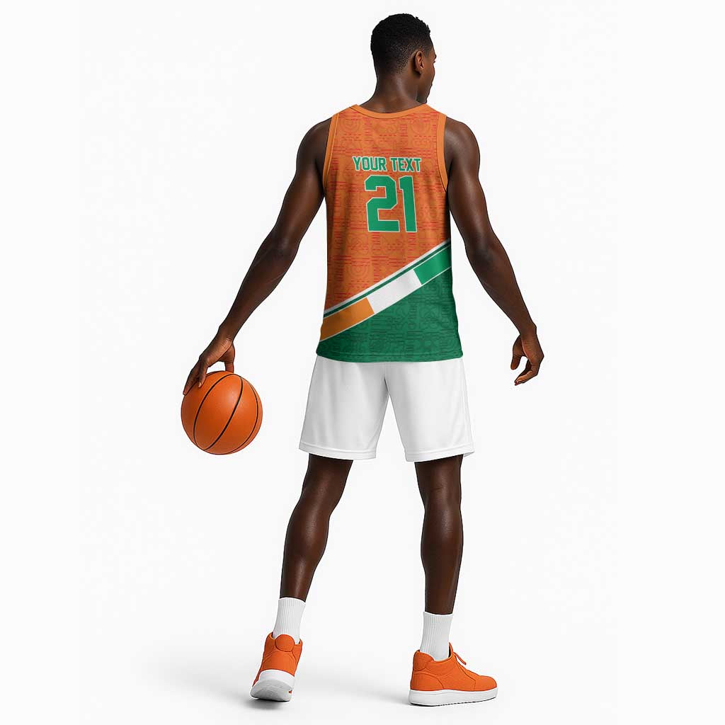 World Football 2026 Ivory Coast Custom Basketball Jersey African Adinkra Pattern - African Pride