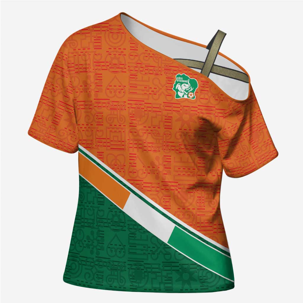 World Football 2026 Ivory Coast Custom Cross Shoulder Shirt African Adinkra Pattern - African Pride