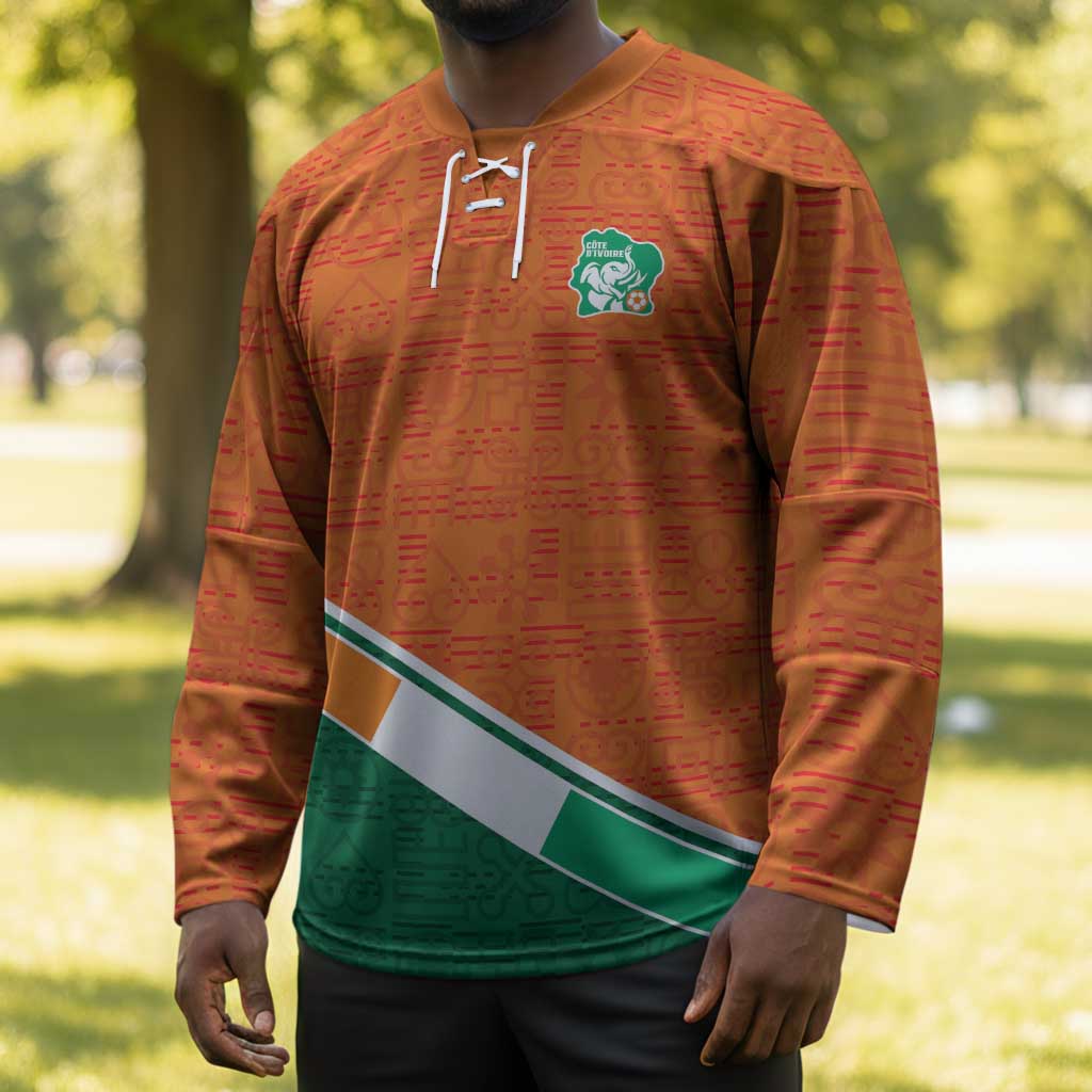 World Football 2026 Ivory Coast Custom Hockey Jersey African Adinkra Pattern - African Pride