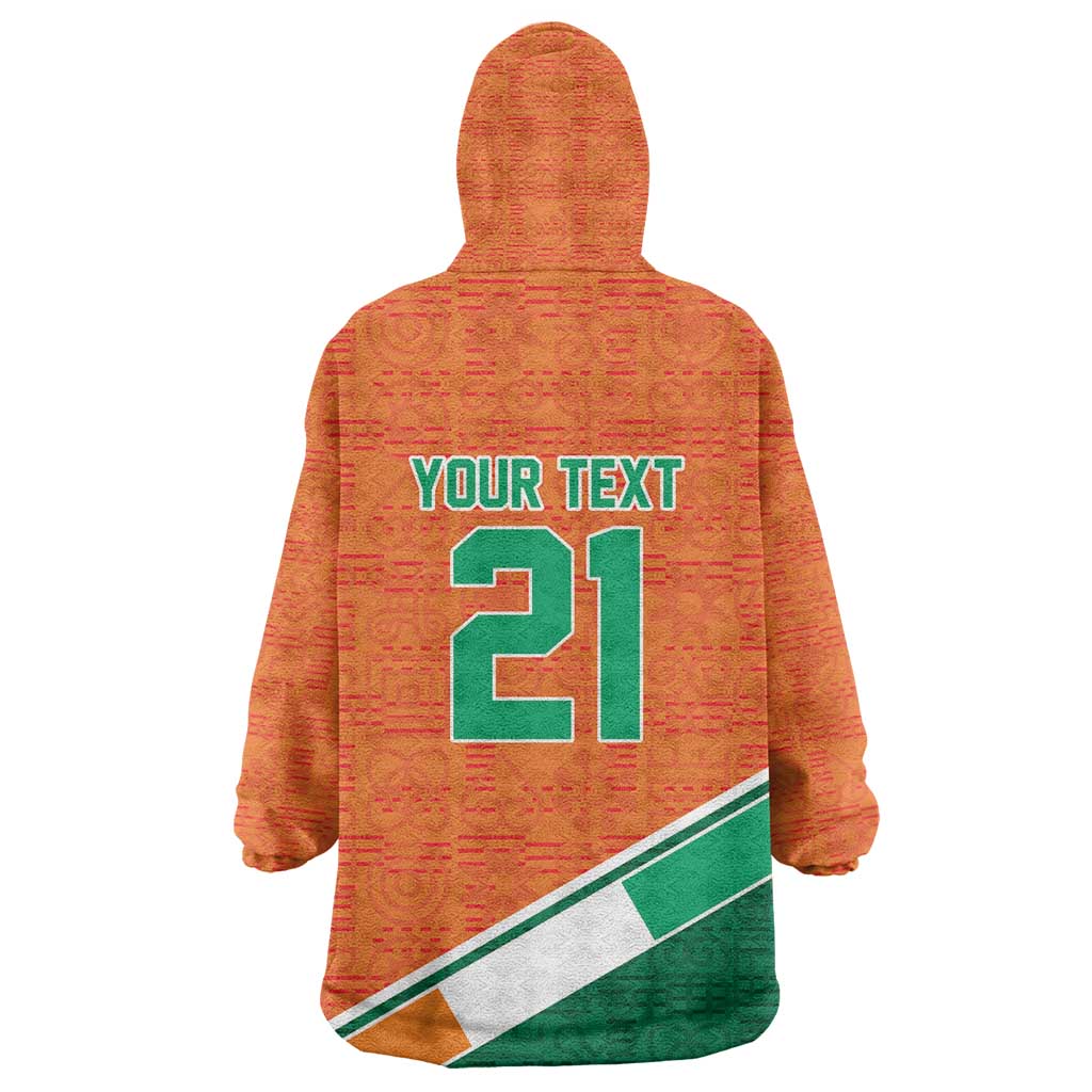 World Football 2026 Ivory Coast Custom Kid Wearable Blanket Hoodie African Adinkra Pattern - African Pride