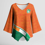 World Football 2026 Ivory Coast Custom Kimono Sleeve Blouse African Adinkra Pattern - African Pride