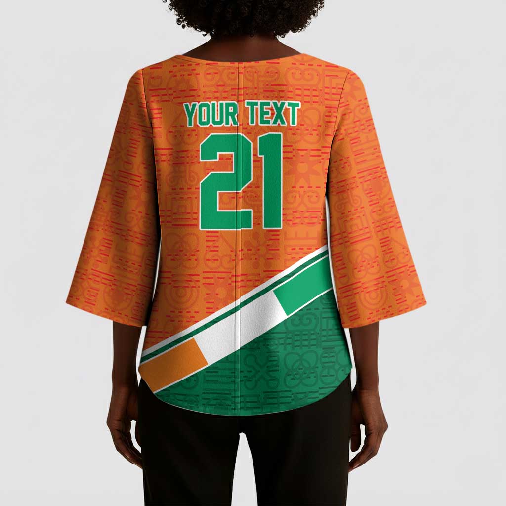 World Football 2026 Ivory Coast Custom Kimono Sleeve Blouse African Adinkra Pattern - African Pride