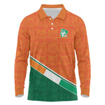 World Football 2026 Ivory Coast Custom Long Sleeve Polo Shirt African Adinkra Pattern - African Pride