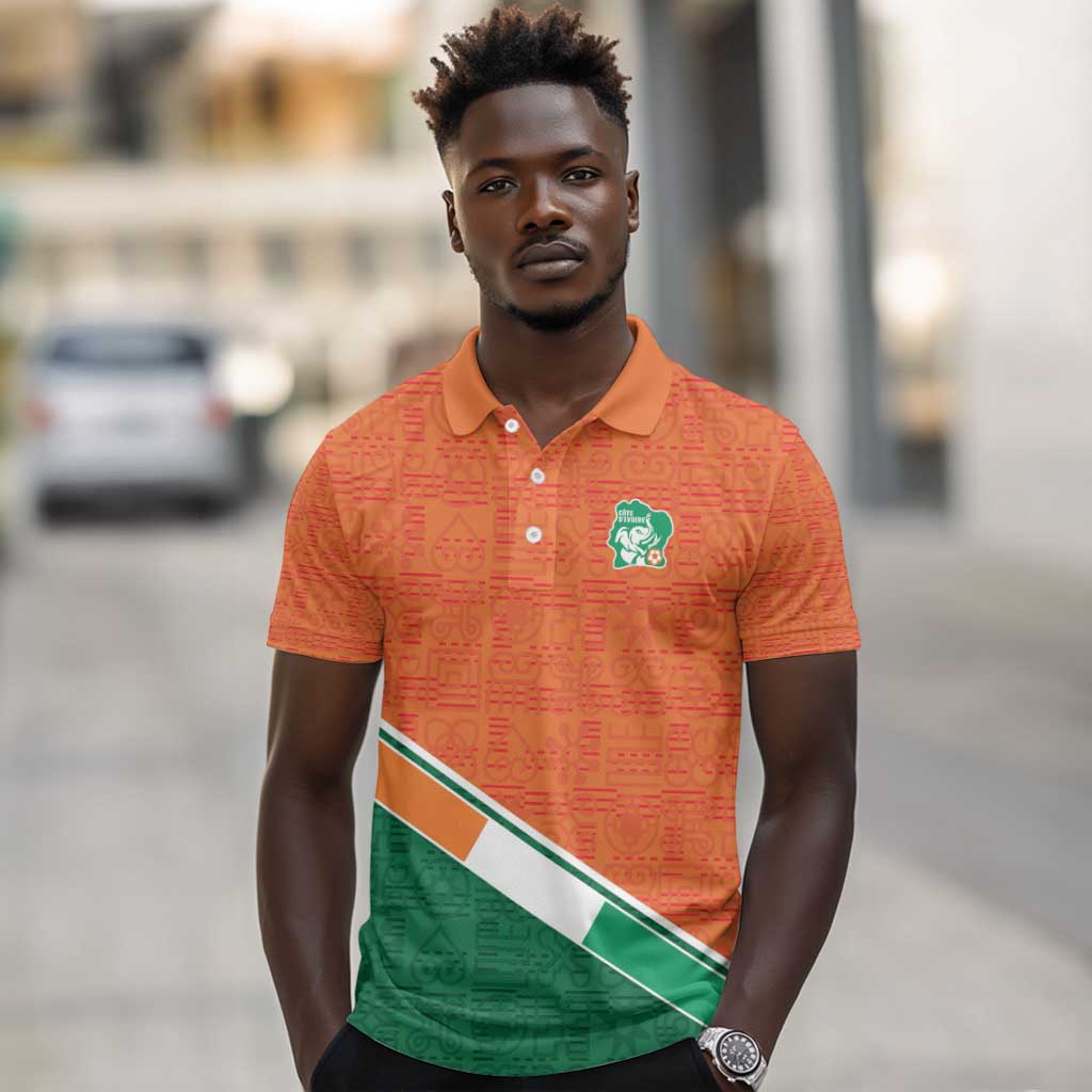 World Football 2026 Ivory Coast Custom Polo Shirt African Adinkra Pattern - African Pride