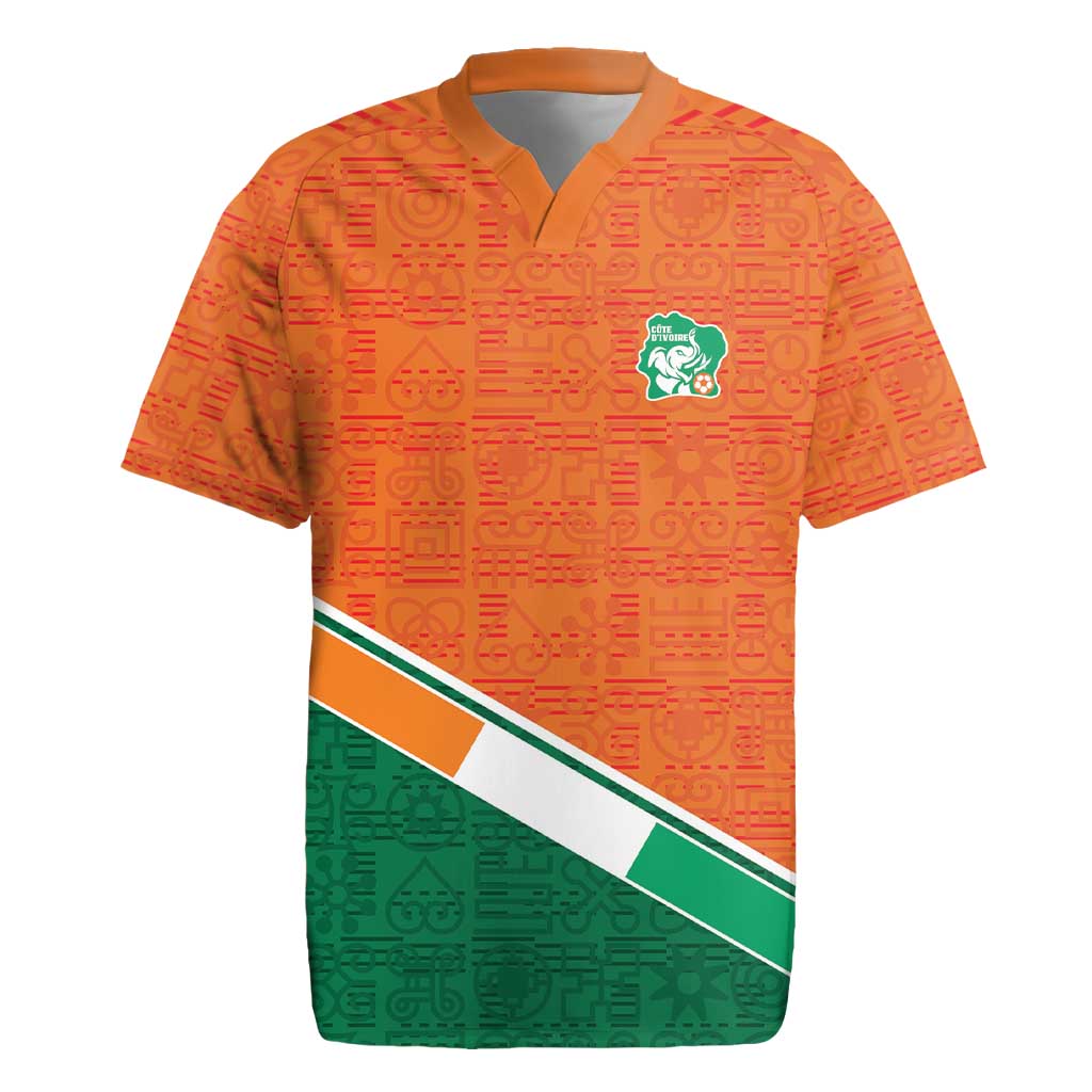 World Football 2026 Ivory Coast Custom Rugby Jersey African Adinkra Pattern - African Pride