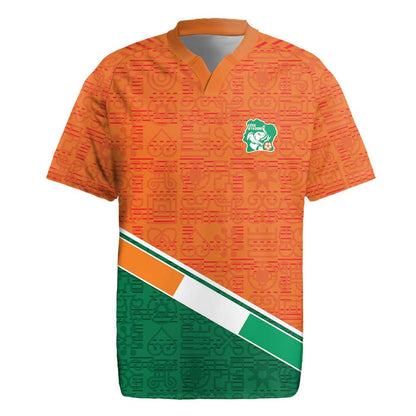 World Football 2026 Ivory Coast Custom Rugby Jersey African Adinkra Pattern - African Pride