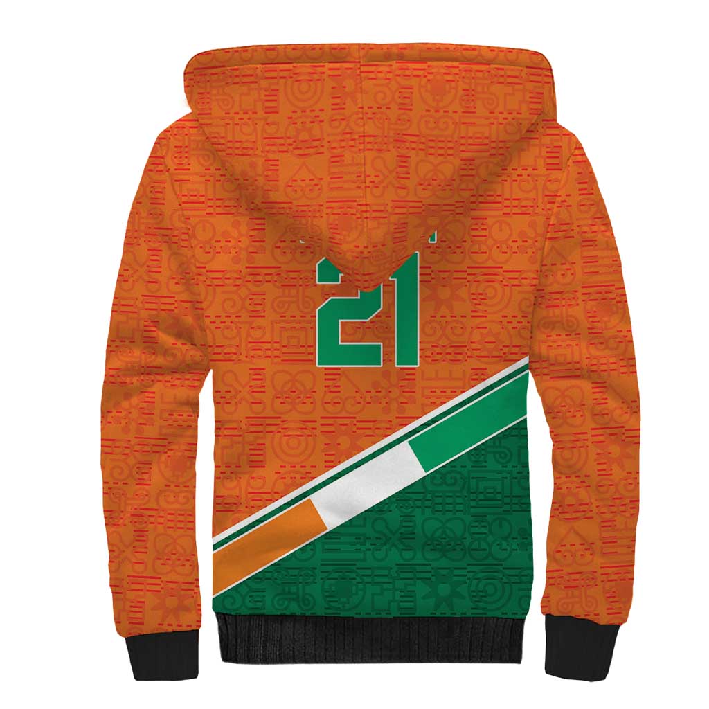 World Football 2026 Ivory Coast Custom Sherpa Hoodie African Adinkra Pattern - African Pride
