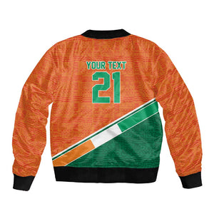 World Football 2026 Ivory Coast Custom Sleeve Zip Bomber Jacket African Adinkra Pattern - African Pride