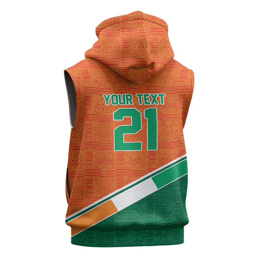 World Football 2026 Ivory Coast Custom Sleeveless Hoodie African Adinkra Pattern - African Pride