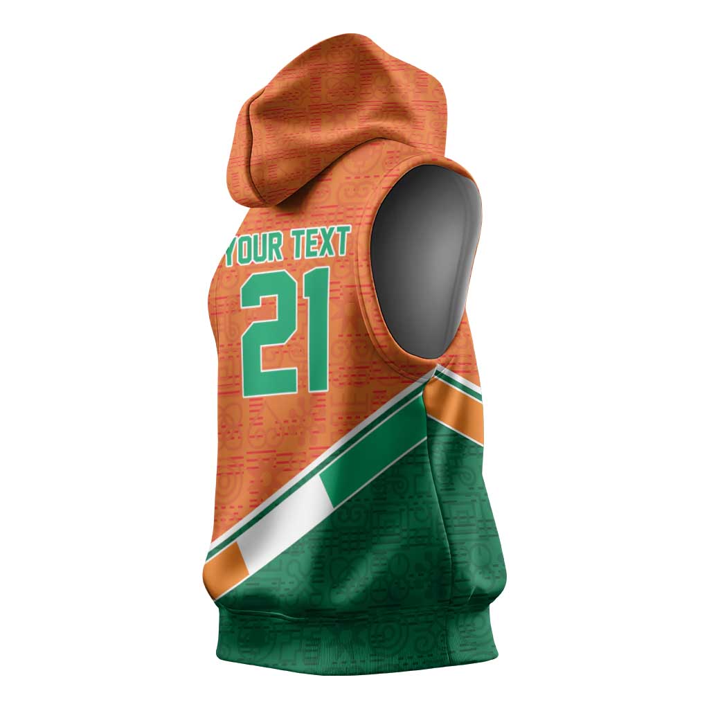 World Football 2026 Ivory Coast Custom Sleeveless Hoodie African Adinkra Pattern - African Pride