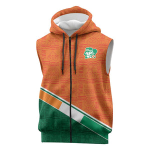 World Football 2026 Ivory Coast Custom Sleeveless Zip Hoodie African Adinkra Pattern - African Pride