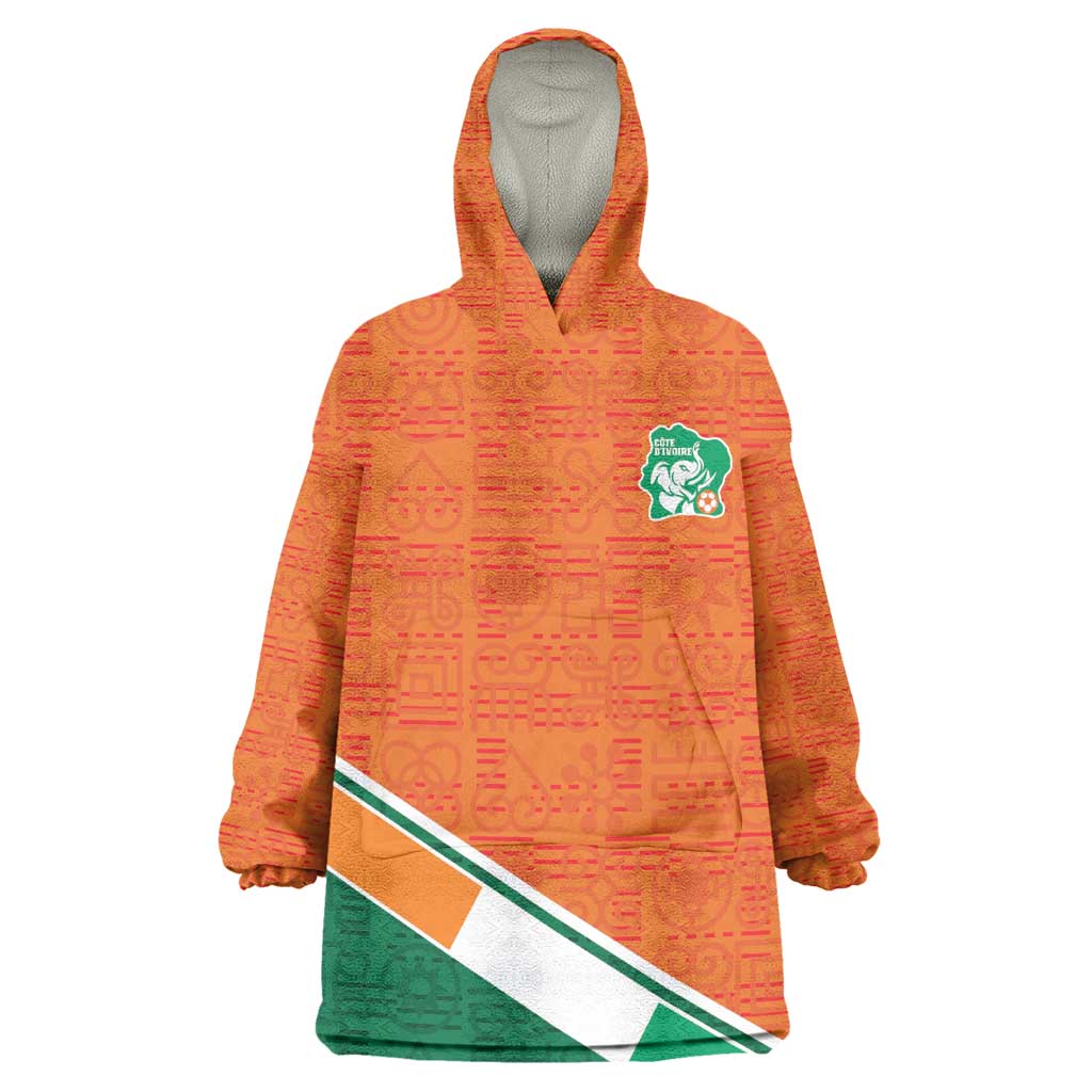 World Football 2026 Ivory Coast Custom Wearable Blanket Hoodie African Adinkra Pattern - African Pride
