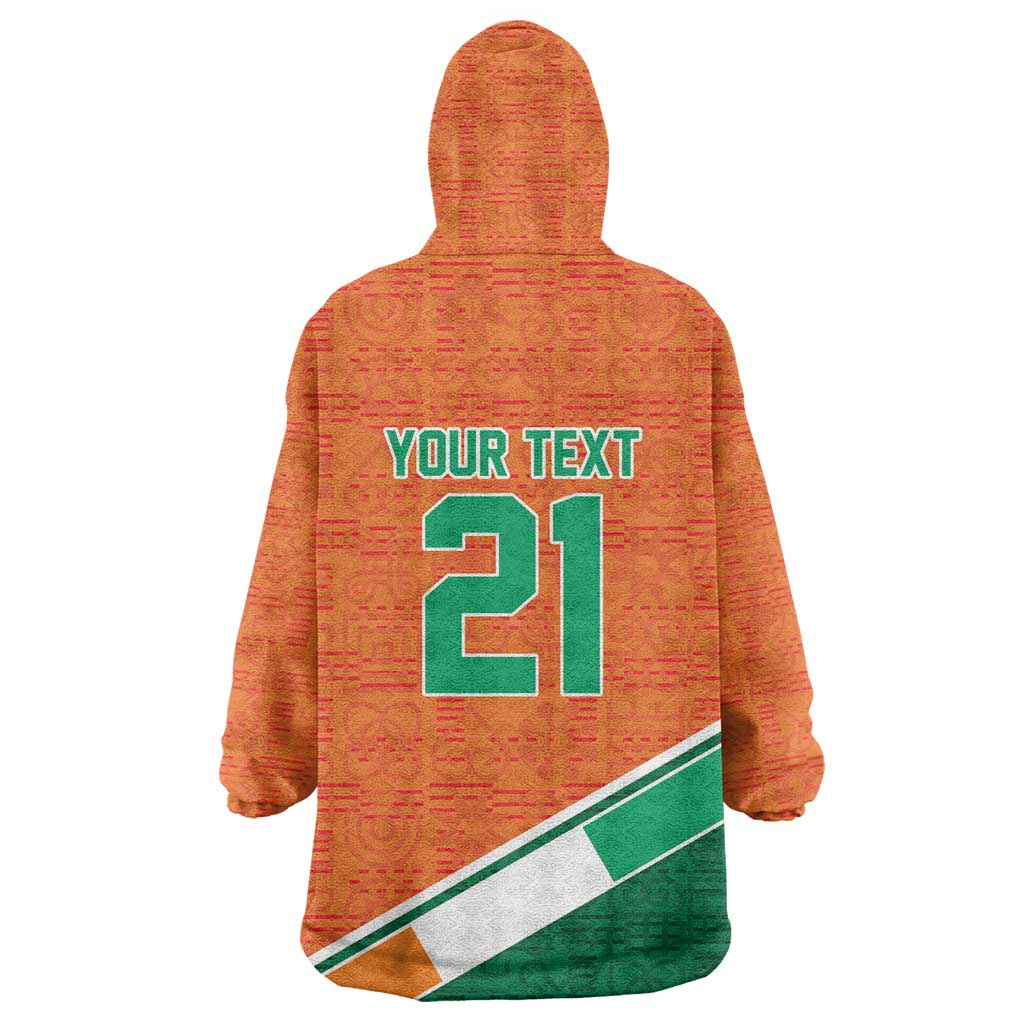 World Football 2026 Ivory Coast Custom Wearable Blanket Hoodie African Adinkra Pattern - African Pride
