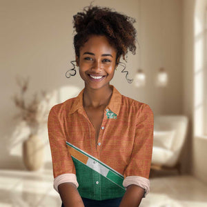 World Football 2026 Ivory Coast Custom Women Casual Shirt African Adinkra Pattern - African Pride
