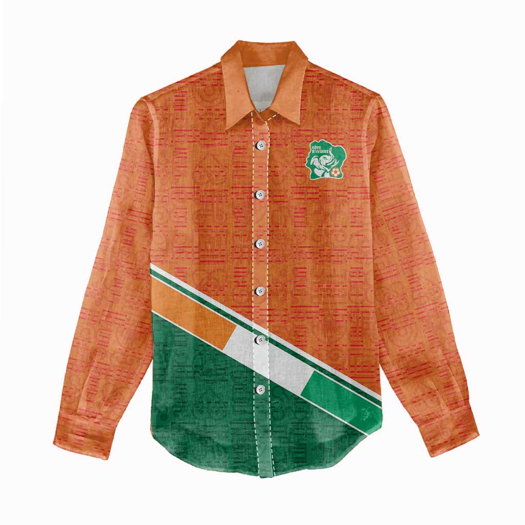 World Football 2026 Ivory Coast Custom Women Casual Shirt African Adinkra Pattern - African Pride