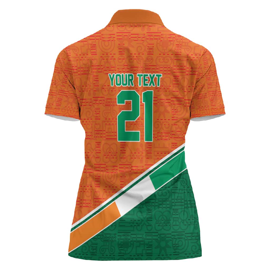 World Football 2026 Ivory Coast Custom Women Polo Shirt African Adinkra Pattern - African Pride