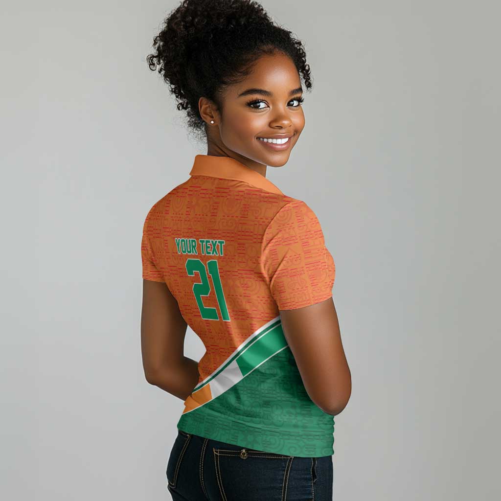 World Football 2026 Ivory Coast Custom Women Polo Shirt African Adinkra Pattern - African Pride