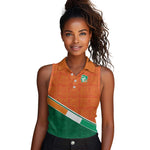 World Football 2026 Ivory Coast Custom Women Sleeveless Polo Shirt African Adinkra Pattern - African Pride