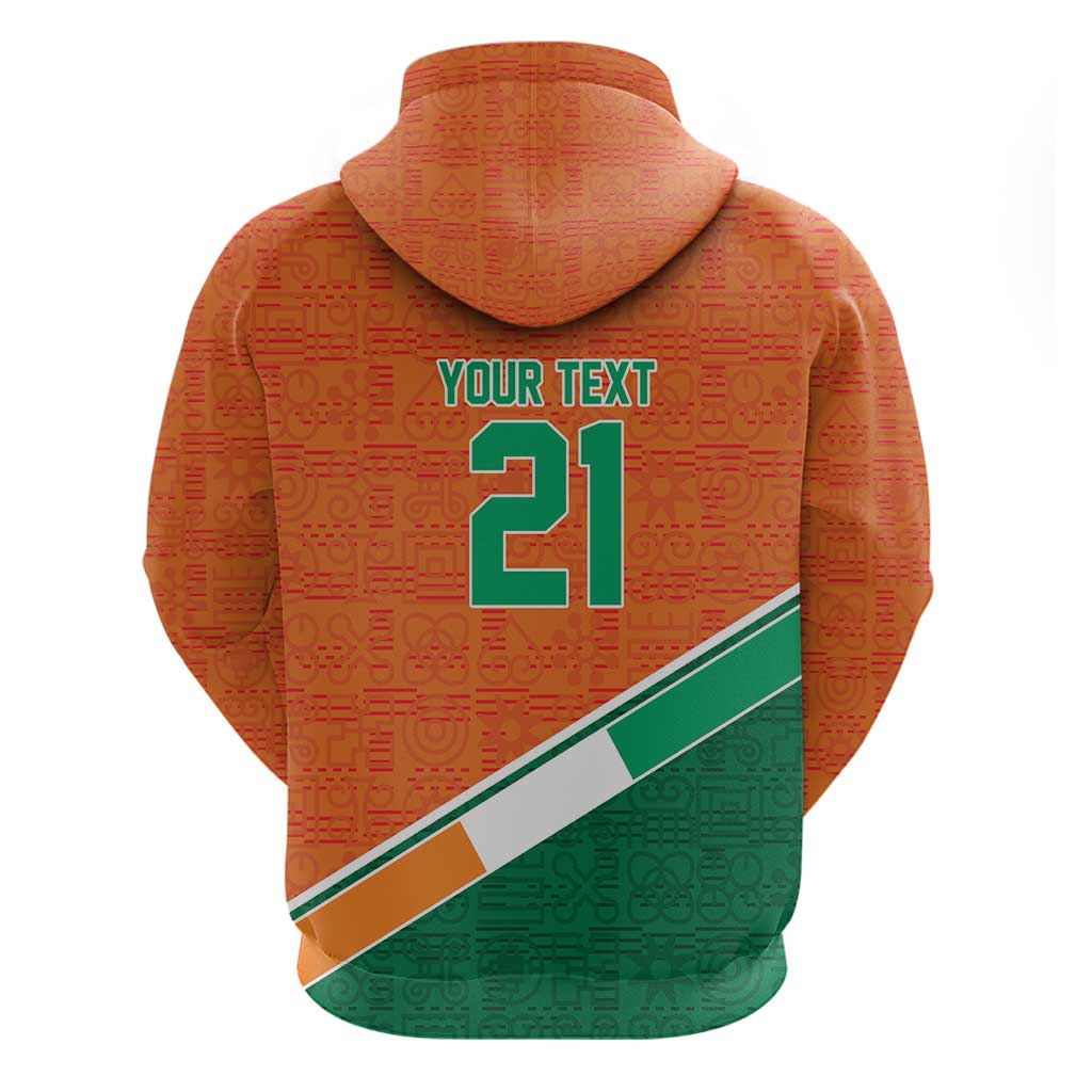 World Football 2026 Ivory Coast Custom Zip Hoodie African Adinkra Pattern - African Pride