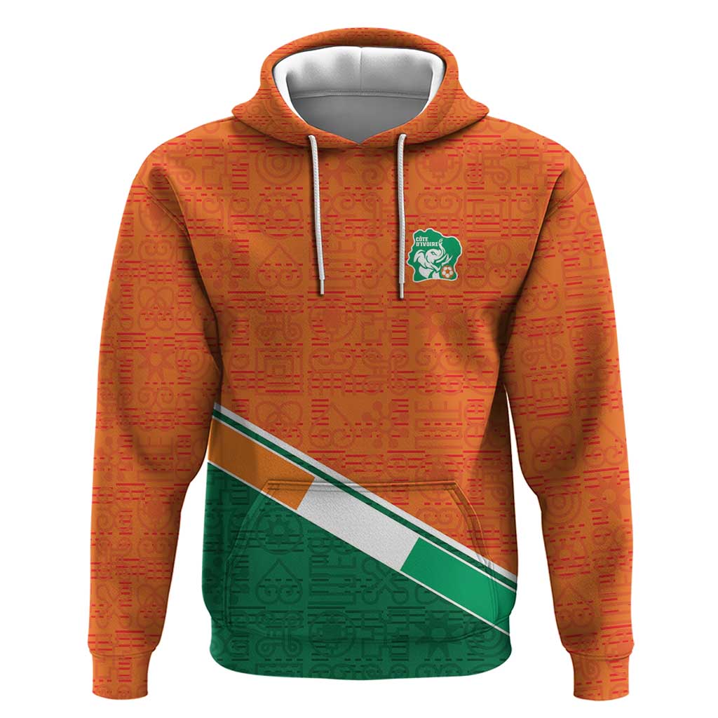 World Football 2026 Ivory Coast Custom Zip Hoodie African Adinkra Pattern - African Pride