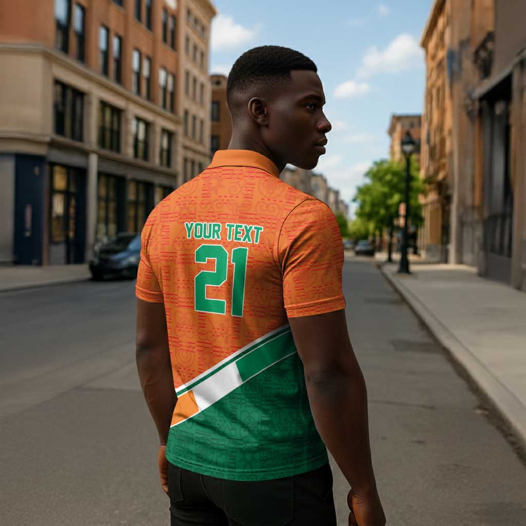 World Football 2026 Ivory Coast Custom Zipper Polo Shirt African Adinkra Pattern - African Pride