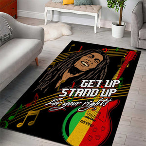 Legend Bob Get Up Stand Up Area Rug Black Jamaican Reggae Multicolored
