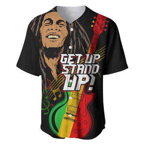 Legend Bob Get Up Stand Up Baseball Jersey Black Jamaican Reggae Multicolored