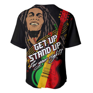 Legend Bob Get Up Stand Up Baseball Jersey Black Jamaican Reggae Multicolored