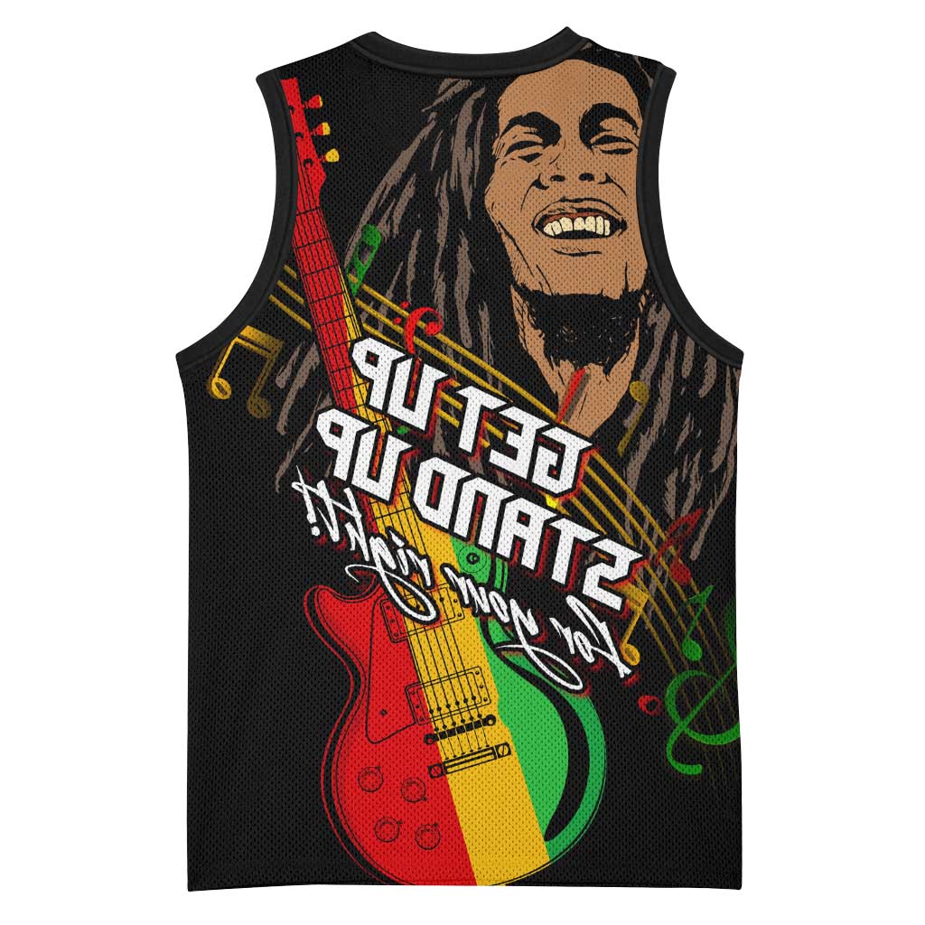 Legend Bob Get Up Stand Up Basketball Jersey Black Jamaican Reggae Multicolored - African Pride