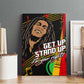 Legend Bob Get Up Stand Up Canvas Wall Art Black Jamaican Reggae Multicolored