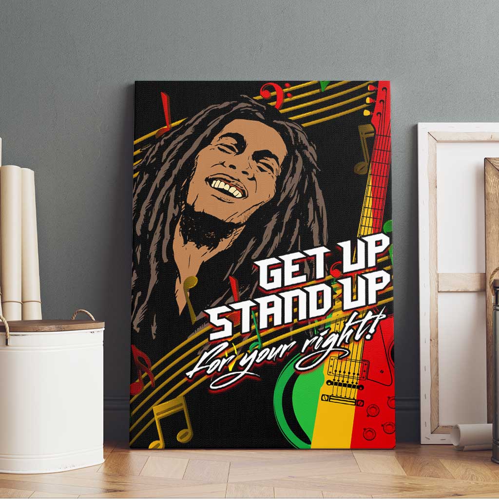 Legend Bob Get Up Stand Up Canvas Wall Art Black Jamaican Reggae Multicolored