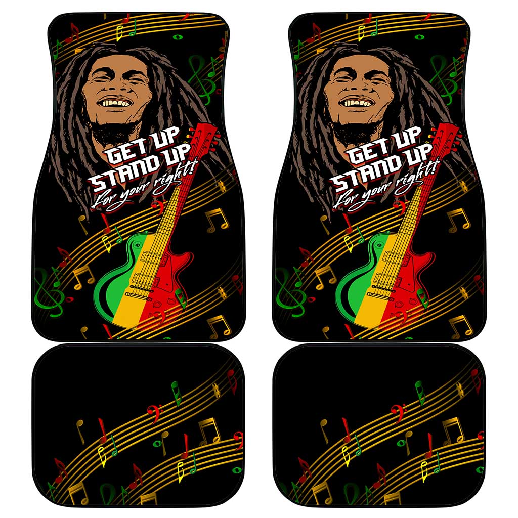 Legend Bob Get Up Stand Up Car Mats Black Jamaican Reggae Multicolored