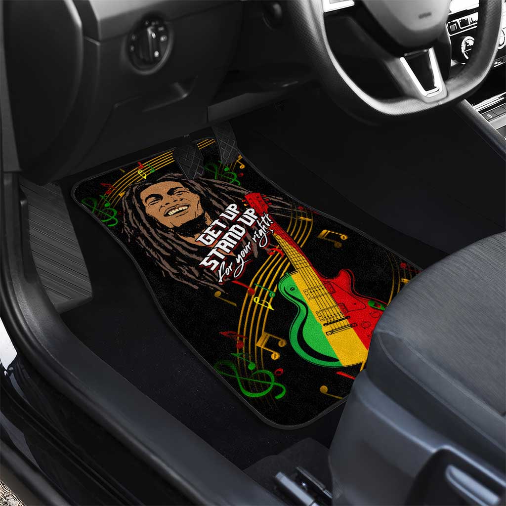 Legend Bob Get Up Stand Up Car Mats Black Jamaican Reggae Multicolored