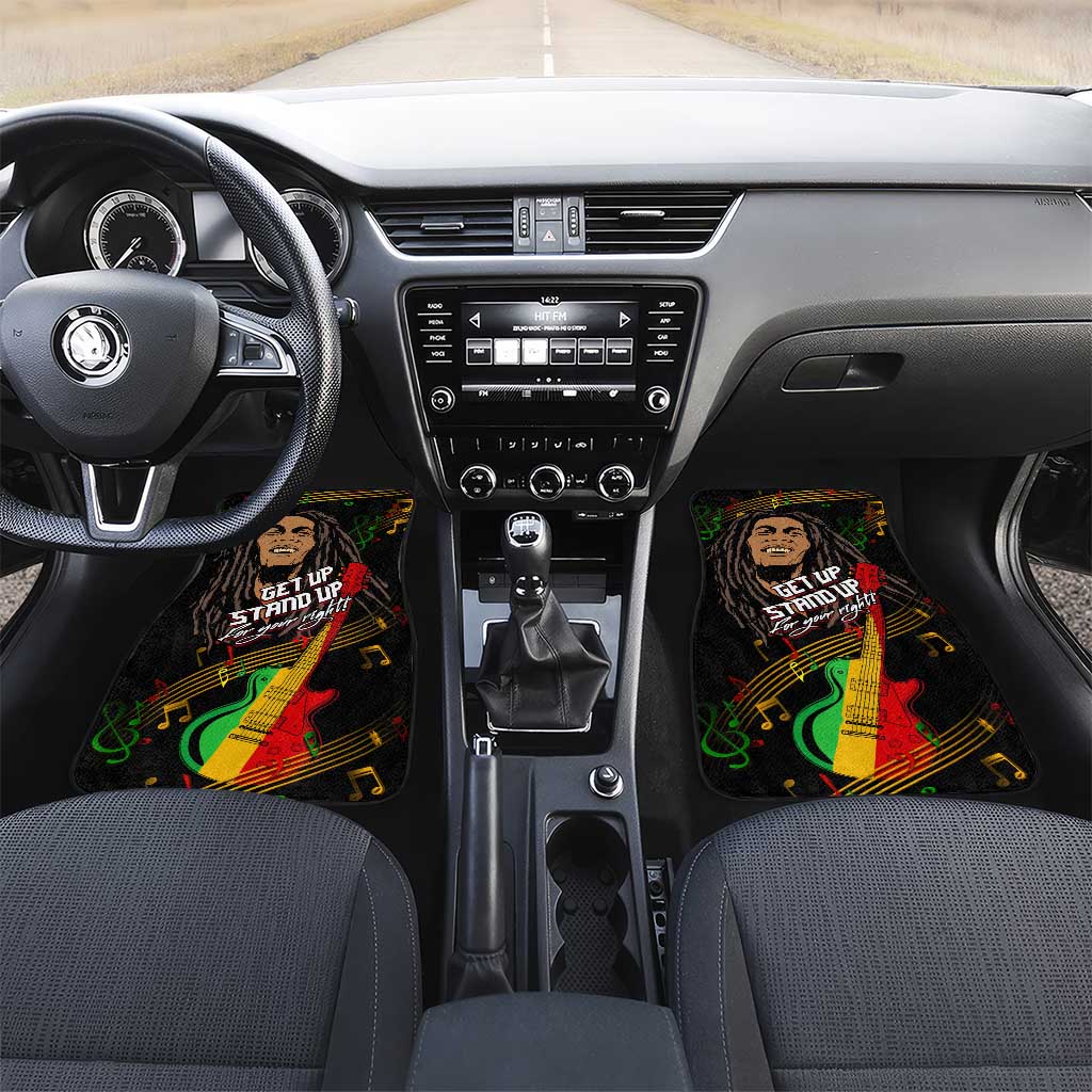 Legend Bob Get Up Stand Up Car Mats Black Jamaican Reggae Multicolored