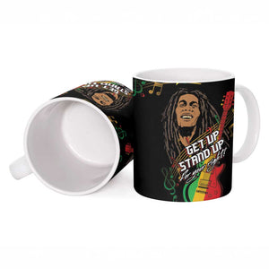 Legend Bob Get Up Stand Up Ceramic Mug Black Jamaican Reggae Multicolored