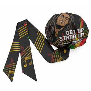 Legend Bob Get Up Stand Up Easy Headwrap Black Jamaican Reggae Multicolored