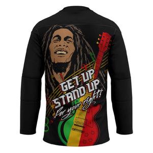 Legend Bob Get Up Stand Up Hockey Jersey Black Jamaican Reggae Multicolored