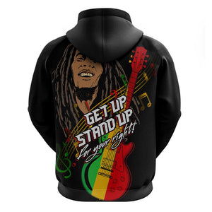 Legend Bob Get Up Stand Up Hoodie Black Jamaican Reggae Multicolored